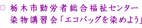 栃木市勤労者総合福祉センター
染物講習会「エコバッグを染めよう」